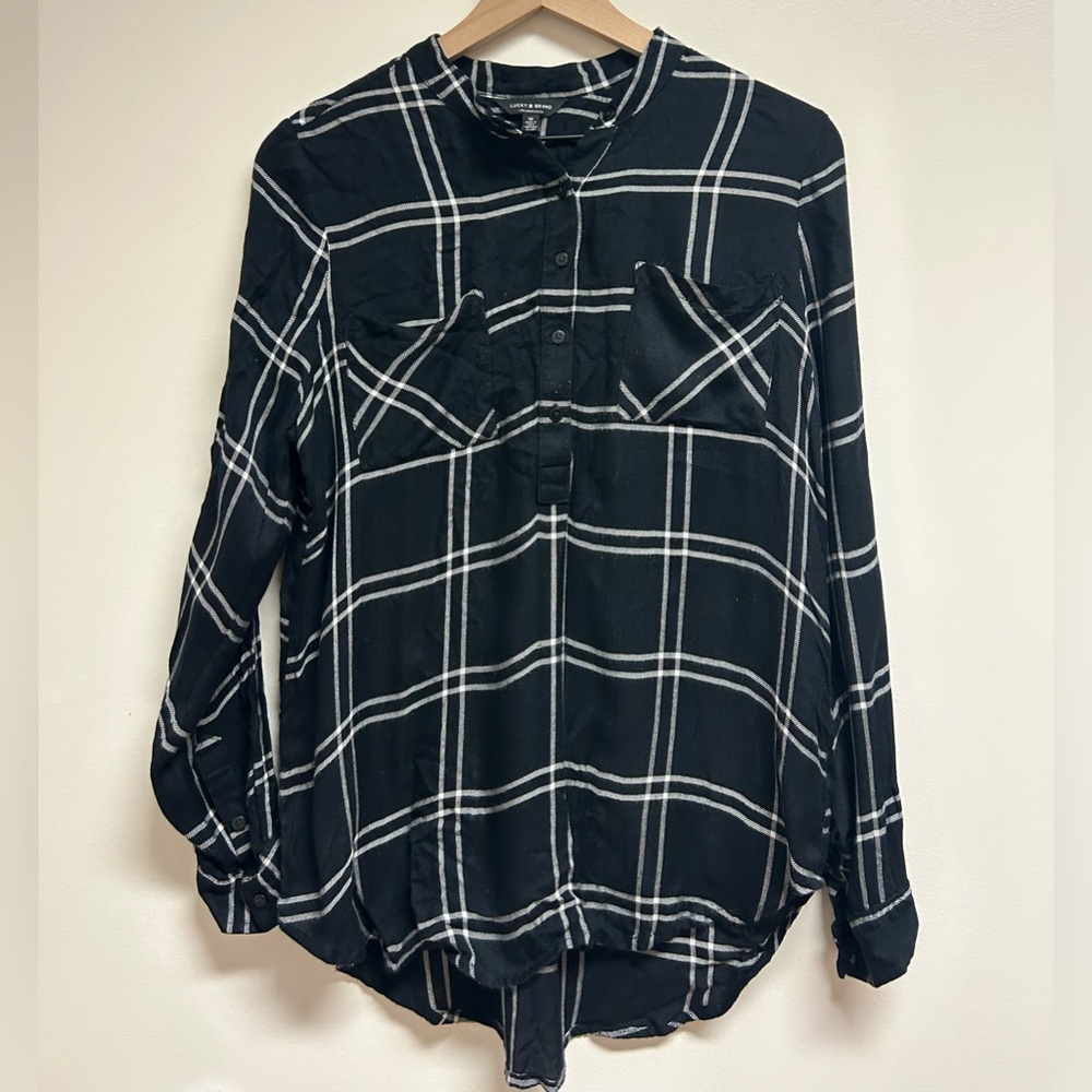 Lucky Brand Button Down Shirt Roll Tab Sleeve Minimalist